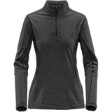 A dark grey women's base thermal 1/4 zip jumper featuring a streamlined design and a collar. It includes a branding element.