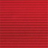 A textured fabric in vibrant red, featuring subtle horizontal stripes. Contains a logo.