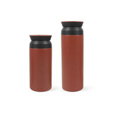 A drink bottle set featuring a 350ML and 500ML double wall stainless steel design in a rust colour with black accents.