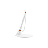 A white signature pen with an orange accent, mounted on a sturdy white base.