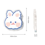 Acrylic UV print clip in the shape of a cute bunny, featuring soft colours and a clear border. Dimensions are 6cm x 3mm.