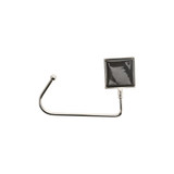 A square desk hook in silver, featuring a glossy black square attachment. It has a curved design with a ball end.