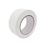 A roll of white self-adhesive Kraft paper tape on a cardboard core, featuring a smooth, flat surface.