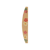 A bamboo nail file featuring a floral design with red and pink flowers on a natural brown background.
