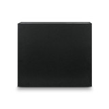A large black magnetic lid gift box with a sleek, minimalist design and a branding logo.