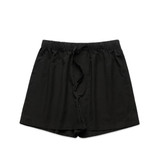 Black pyjama bottoms with an elastic waistband and drawstring detail. The fabric appears soft and lightweight. Black pyjama bottoms with an elastic waistband and drawstring detail. The fabric appears soft and lightweight.