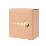 A medium square gift box in brown with a gold logo design, measuring 110 x 125 x 85mm.