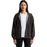 A faded zip hoodie in dark grey featuring a kangaroo pocket and a hood, worn over a white t-shirt. A faded zip hoodie in dark grey featuring a kangaroo pocket and a hood, worn over a white t-shirt.