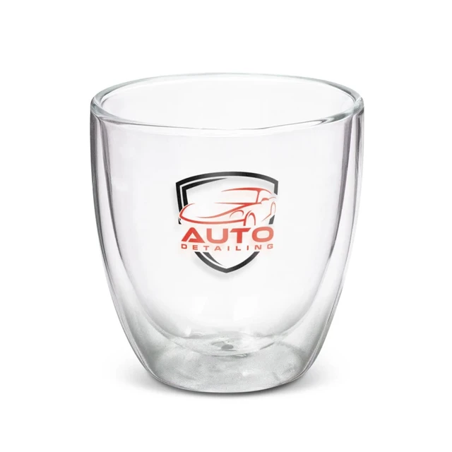 A double wall glass with a capacity of 310ml, featuring a logo design for "AUTO DETAILING."