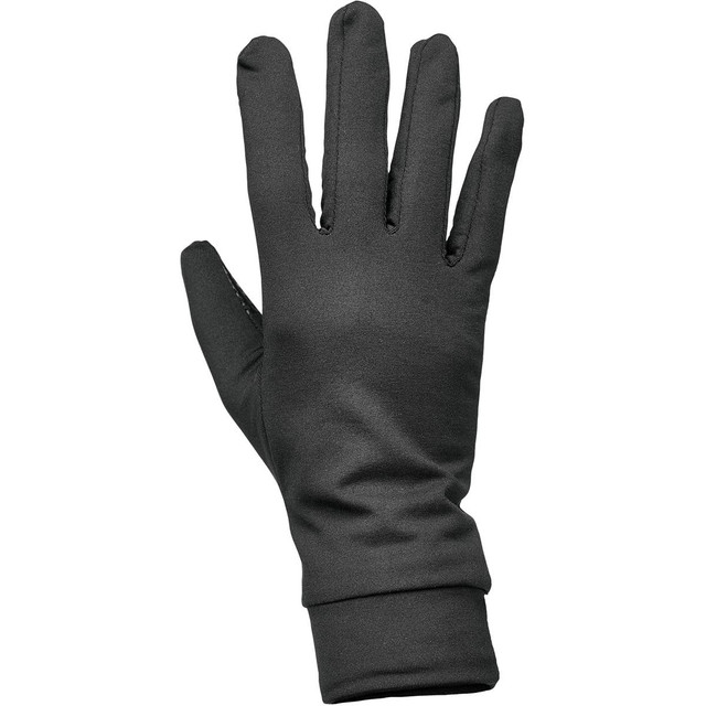 A pair of black touchscreen gloves with a smooth exterior, designed for clothing accessory use.