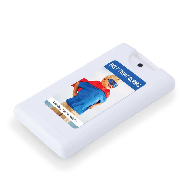 A white hand sanitiser bottle with a superhero graphic on the front, featuring a logo and vibrant colors. A white hand sanitiser bottle with a superhero graphic on the front, featuring a logo and vibrant colors.