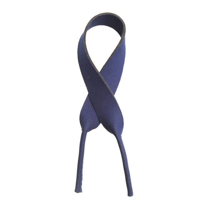 Neoprene sunglasses strap in navy blue, featuring a flexible design. The product has a logo on one side.