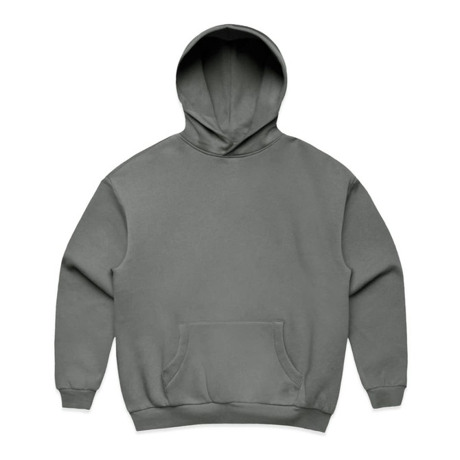A grey hoodie featuring a front pocket and a hood, displaying a simple design with no visible logos.