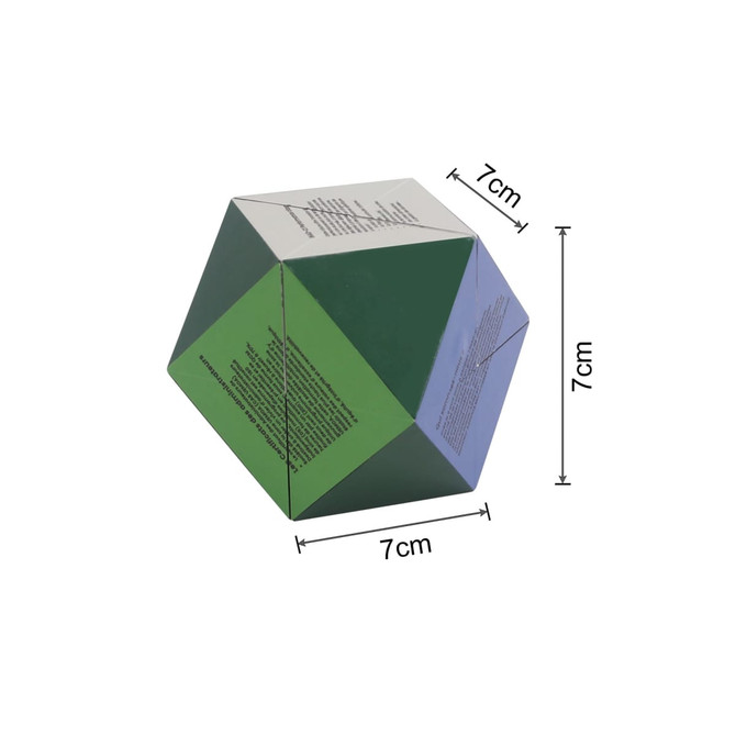 A 3D Flips Diamond Magic Cube in green, blue, and white colours, measuring 7cm on each side, with an included logo.