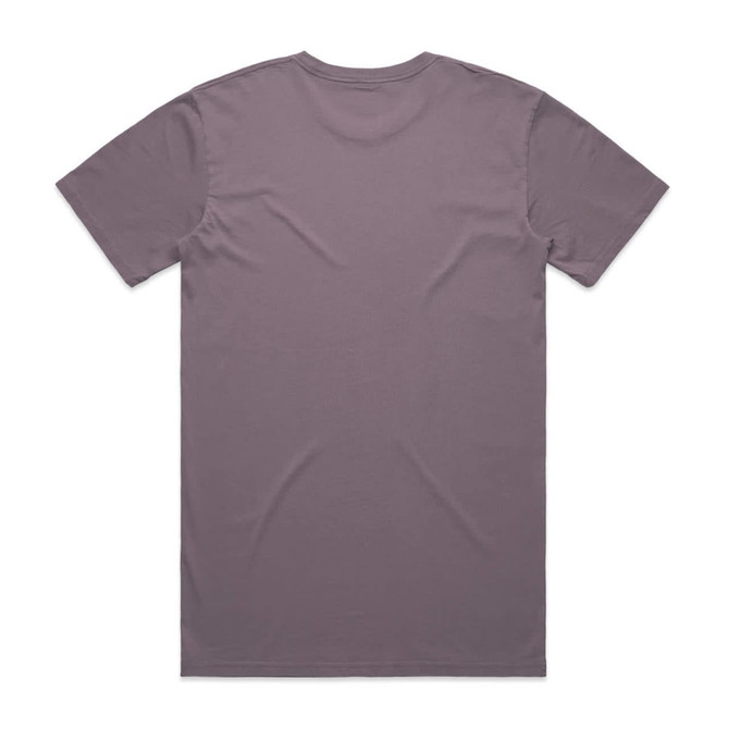 A faded grey t-shirt featuring a crew neck and short sleeves. The back view reveals a simple design with no graphics.
