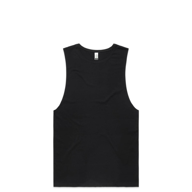 A black organic tank top with a sleeveless design and a small logo.