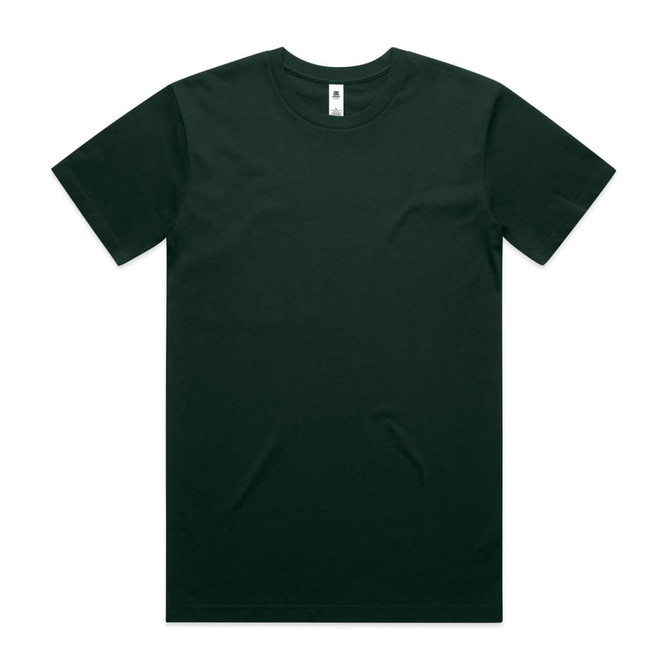 A dark green t-shirt with short sleeves and a small logo on the collar.