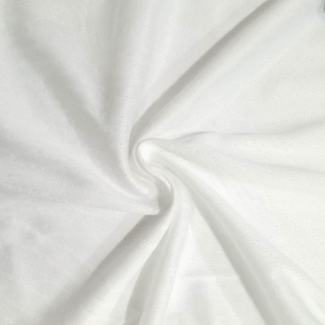 A white fabric showcasing a smooth, breathable texture, ideal for t-shirt production. The material has a slight stretch.