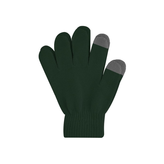 Plain knitted gloves in dark green with grey tips. Features a woven label and a ribbed cuff for a fitted look.