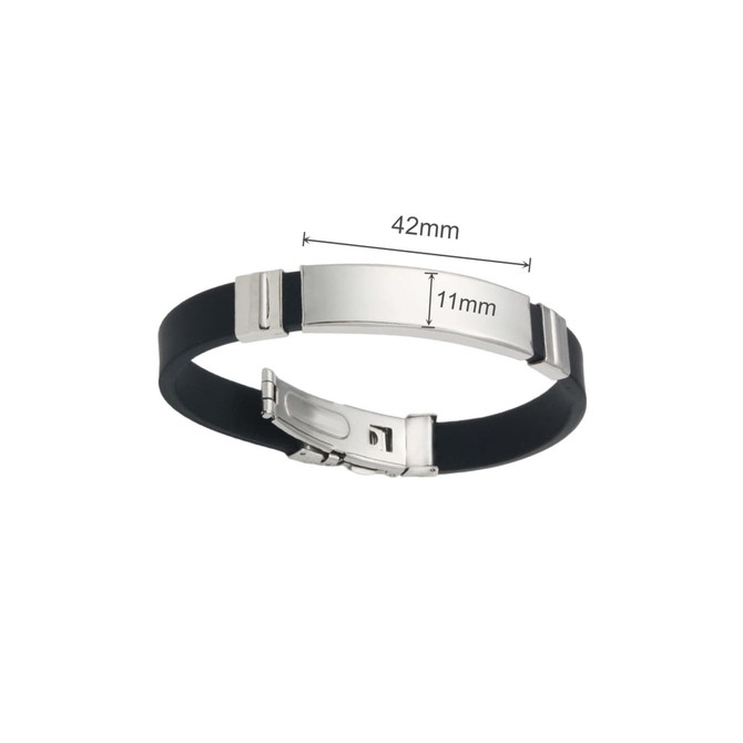 A metal folding lock clasp bangle in silver and black, featuring a sleek design and a clasp closure.