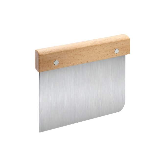 A Beechwood handle flour cutter with a stainless steel blade, featuring a smooth, brushed finish.