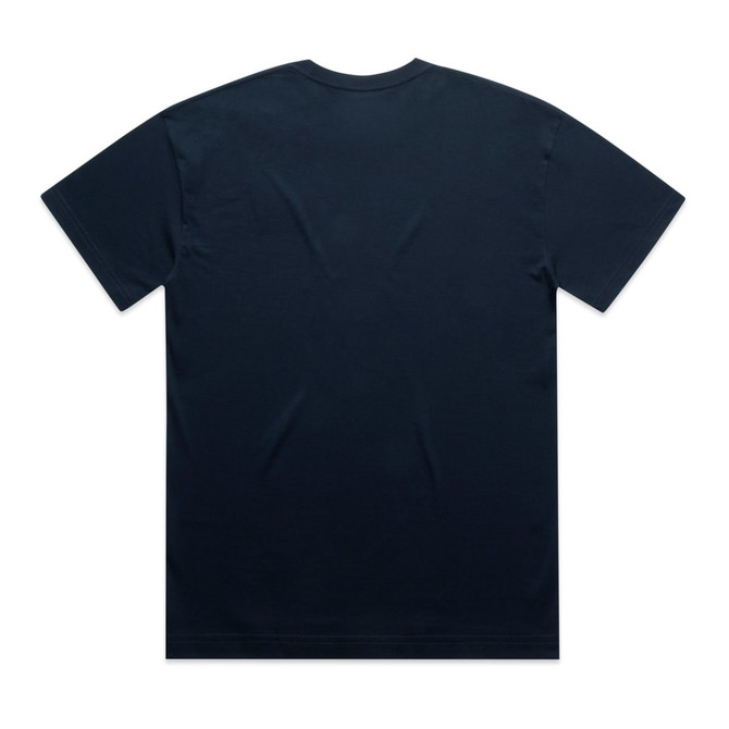A navy oversized tee with a simple design featuring a logo on the back.