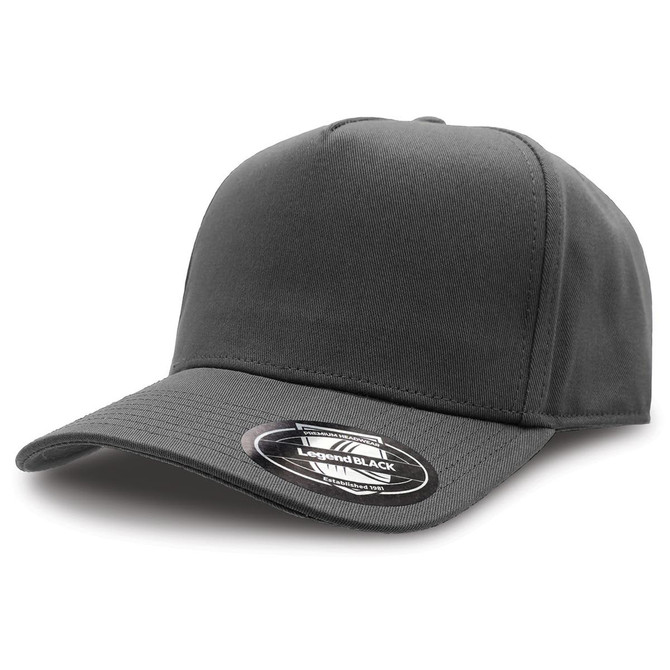 A grey cap with a curved brim and a logo on the side, designed for casual wear.
