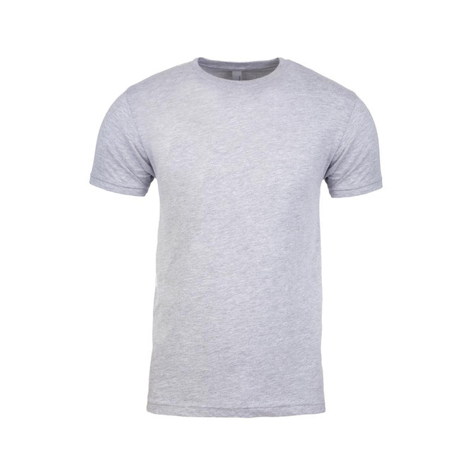 A grey men's cotton crew t-shirt with short sleeves and a simple design. It features a logo on the label.