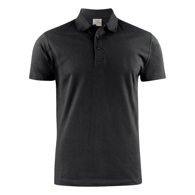 Men's short-sleeve polo shirt in dark grey with a collar, featuring a logo on the front.