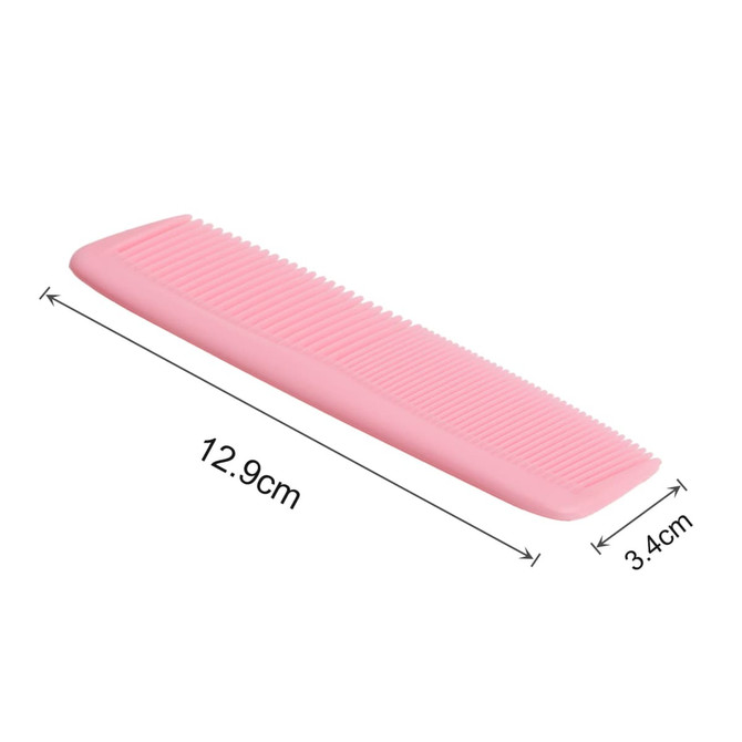 A pink custom blended-tooth comb, measuring 12.9 cm by 3.4 cm, displayed with dimension indicators.