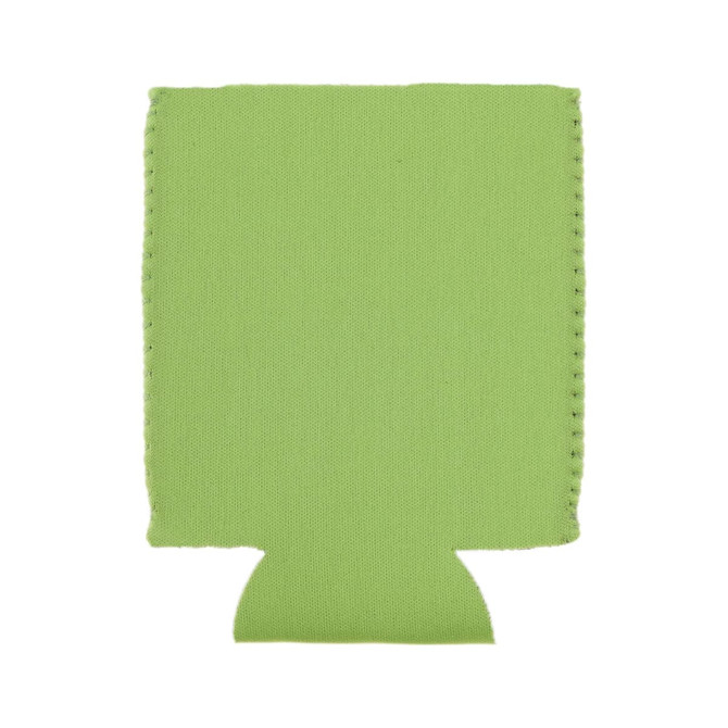 A green stubby holder with a stitched finish and a base for easy grip. It has a logo but no text visible.