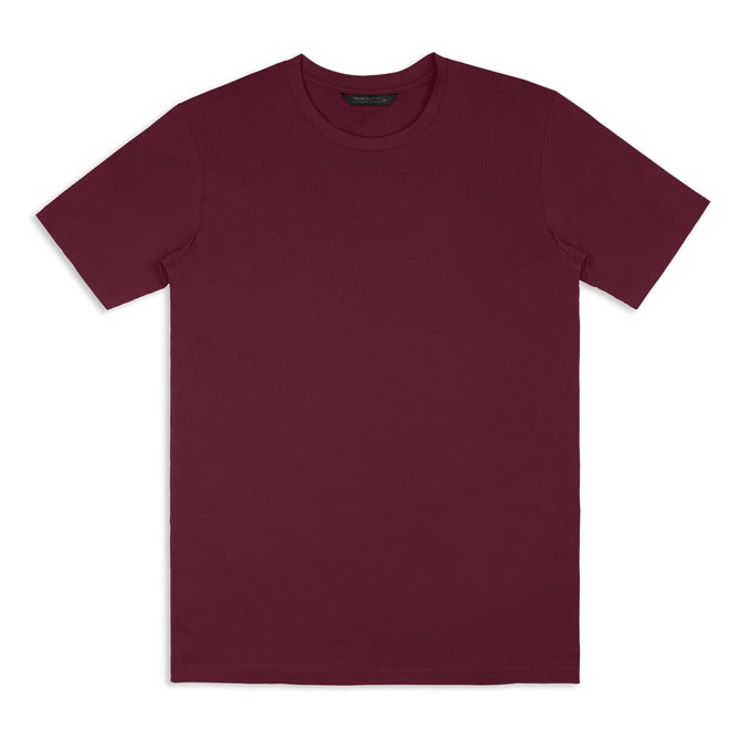 A unisex TRENDSWEAR Element T-shirt in a deep burgundy colour, featuring a plain design and a logo.