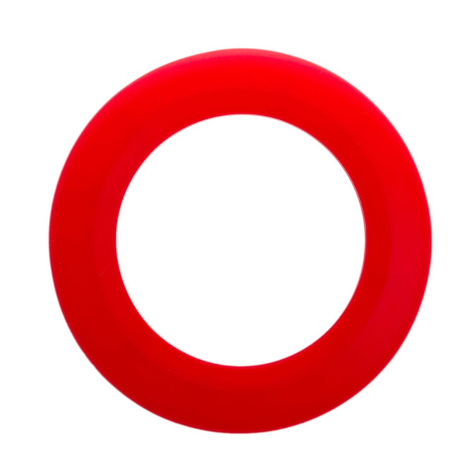 A red silicone flyer with a circular design.