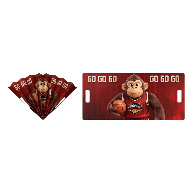 A Clap Banner featuring a cartoon monkey in a basketball jersey, predominantly red with a basketball design.