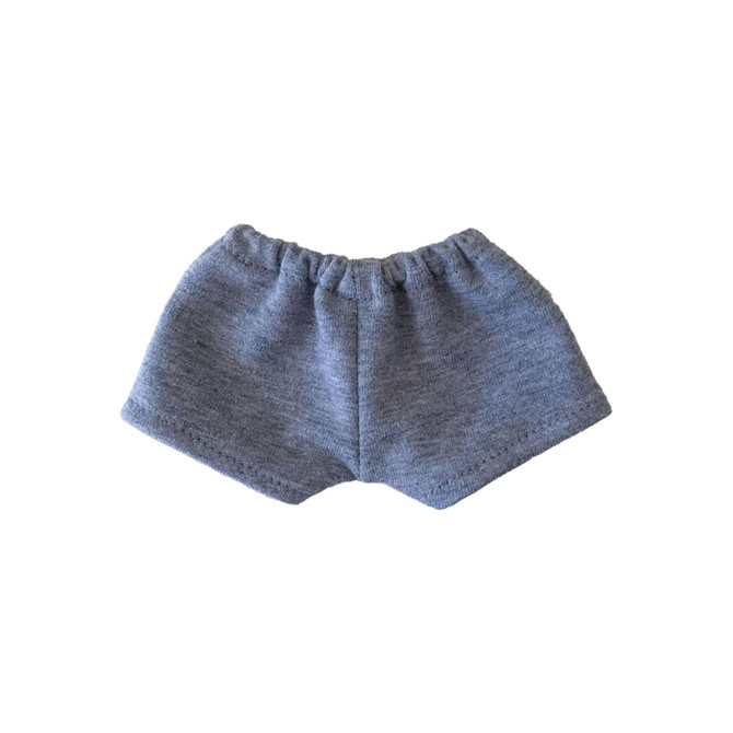 A pair of grey basic shorts made from a soft fabric, featuring an elastic waistband.