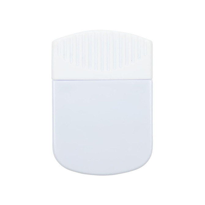 A Croc Magnetic Clip featuring a smooth white surface with a ribbed top, designed for easy attachment.