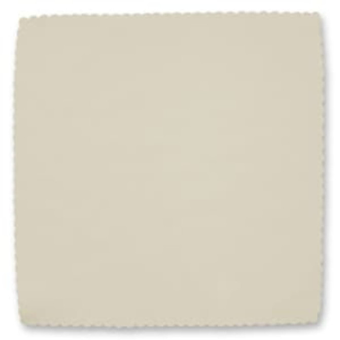 A beige microfibre cleaning cloth with scalloped edges, suitable for phone and technology cleaning.