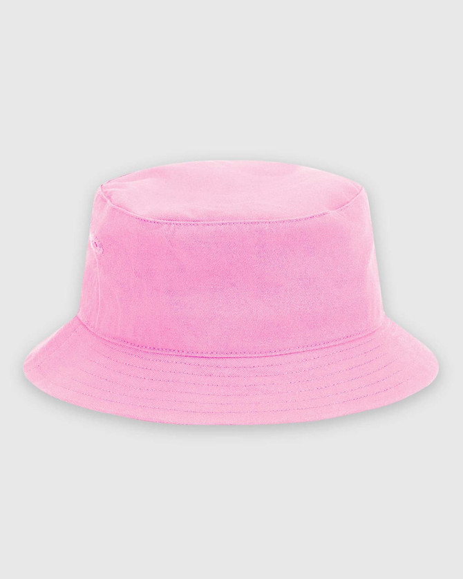 A pink American Apparel Crusher Bucket Hat featuring a wide brim. The hat includes a small logo.