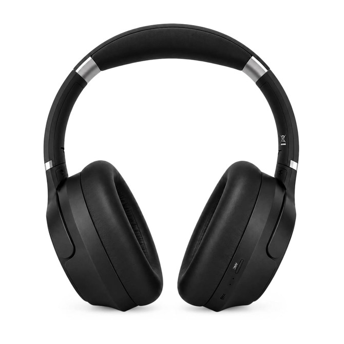 Aero by Nomis headphones feature a sleek black design with cushioned ear cups and a curved headband.