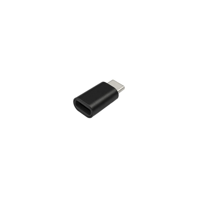 A black USB data blocker with a standard USB-C connector. It features a smooth finish and has a simple design.