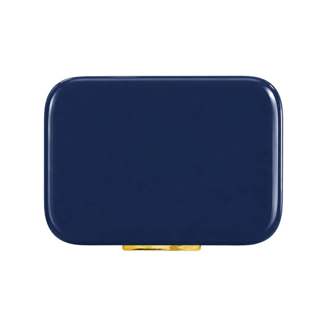 A navy blue Pavilion Cooler featuring a sleek rectangular design and a gold accent at the bottom. It has a branding logo.
