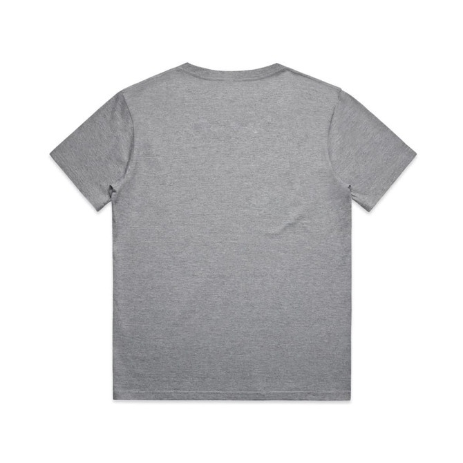 A grey children's t-shirt with a simple design and short sleeves, featuring a logo.