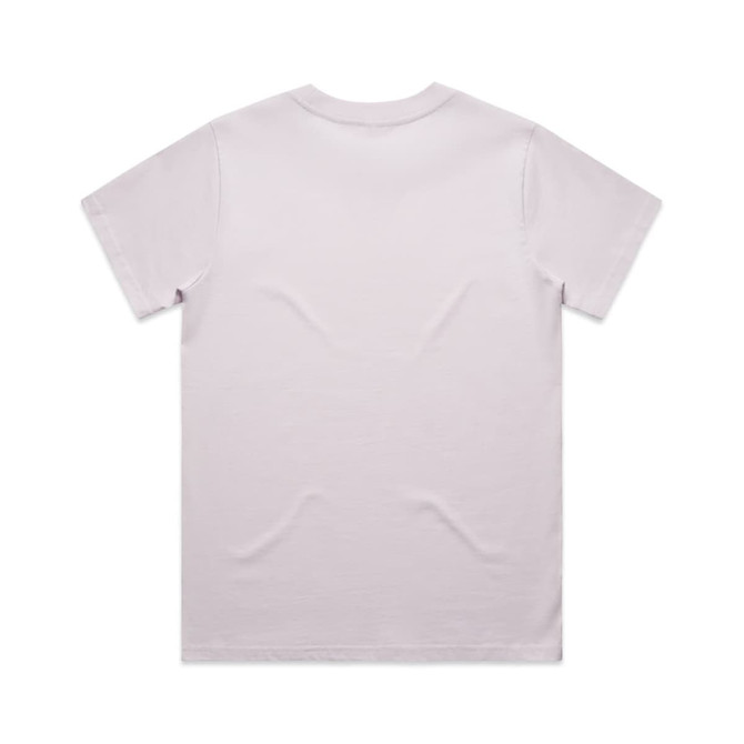 A light purple T-shirt with short sleeves and a plain back. It features a logo.