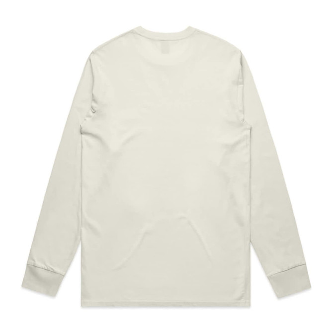 A long-sleeved tee in a light beige colour featuring a back view with no visible designs. The shirt has a logo.
