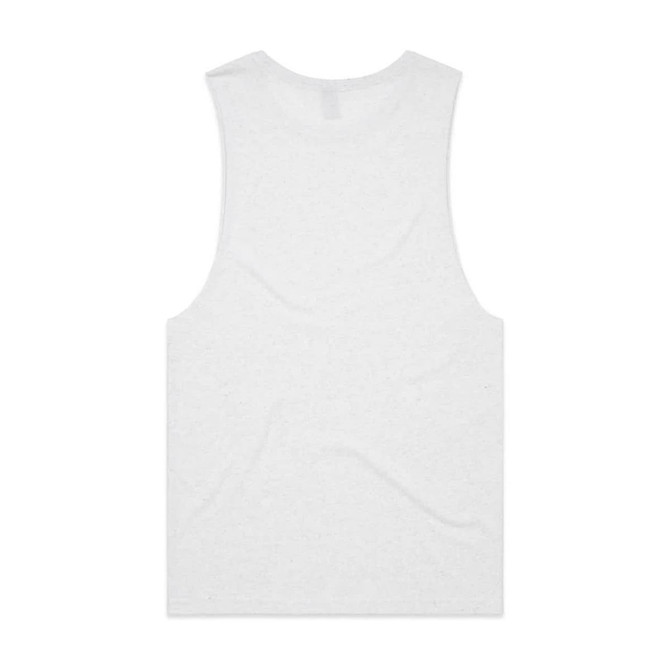 A plain white singlet tank top with a simple design and no visible branding on the back.