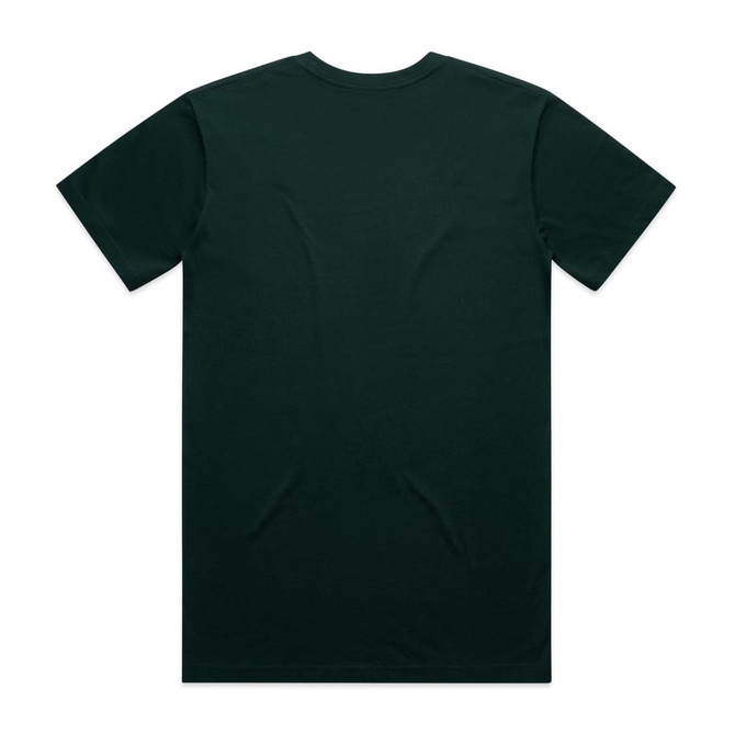 A dark green t-shirt featuring short sleeves and a plain back. The shirt has a logo on the label.