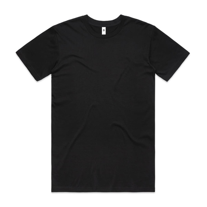 A black Basic Tee t-shirt with short sleeves and a logo at the neckline.