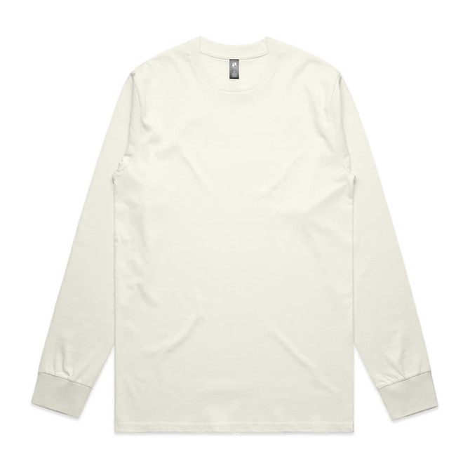 A long-sleeve t-shirt in a classic design, featuring a light cream colour and a label inside the collar.