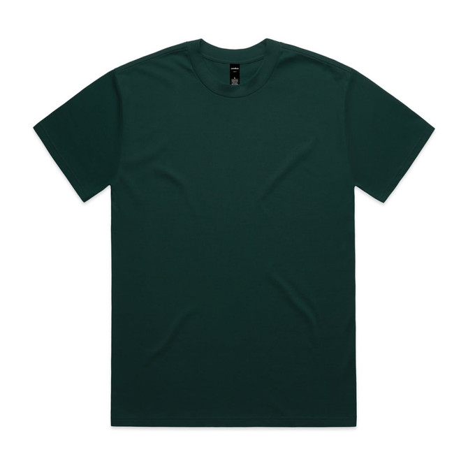 A dark green Heavy Tee t-shirt with a classic crew neck and short sleeves, featuring a logo.