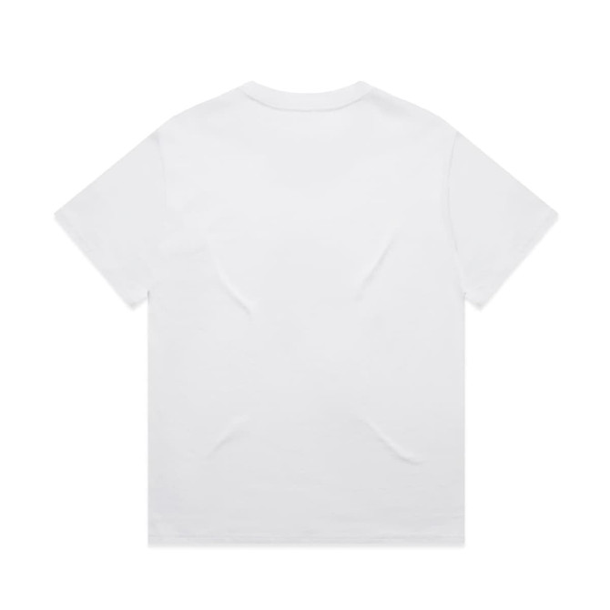 A plain white t-shirt featuring a crew neck and short sleeves. It has a smooth texture and no visible branding.
